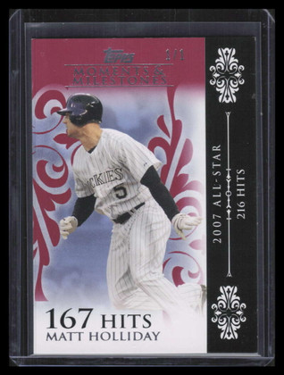 2008 Topps Moments and Milestones Red 125-167 Matt Holliday 1/1