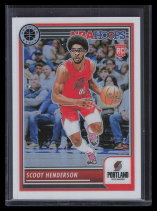 2023-24 Hoops Premium Stock White Prizm Refractor 137 Scoot Henderson RC 58/75