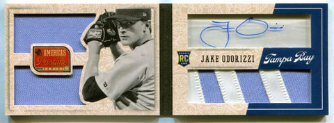 2013 Panini America's Pastime Gold 291 Jake Odorizzi RC Patch Auto Booklet 15/25