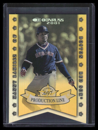 2001 Donruss Production Line Die Cuts pl22 Manny Ramirez SLG 5/100 ID: 168022