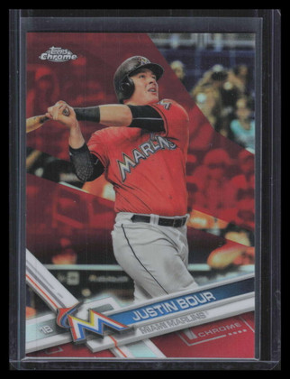 2017 Topps Chrome Red Refractor 181 Justin Bour 3/5
