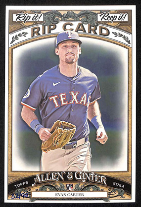 2024 Topps Allen and Ginter Box Topper Rip Cards Evan Carter RC RIPPED 32/99