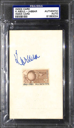 Kareem Abdul-Jabbar Index Card PSA/DNA Certified Authentic Auto