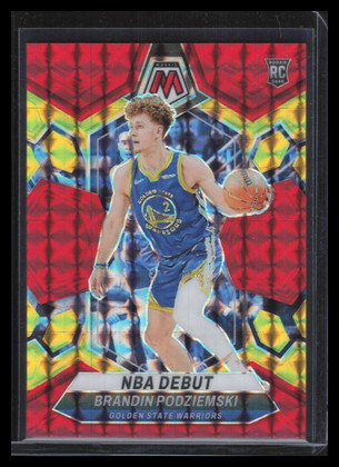 2023-24 Panini Mosaic Choice Fusion Red Yellow 266 Brandin Podziemski RC 39/75