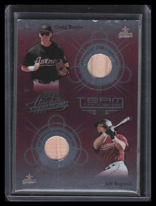 2002 Absolute Team Tandems Materials tt14 Craig Biggio Bagwell Dual Bat READ