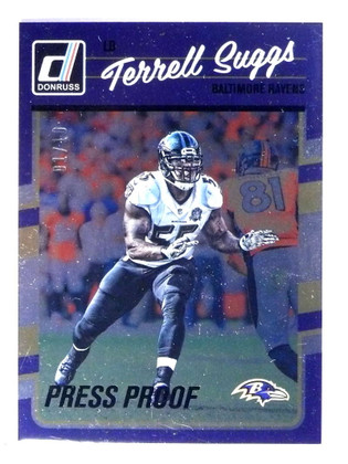 2016 Donruss Terrell Suggs Press Proofs Gold #D01/10 Ravens