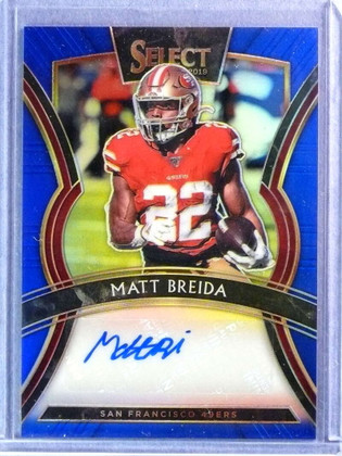 2019 Select Football Signatures Prizm Blue Matt Breida Autograph Auto #73/99