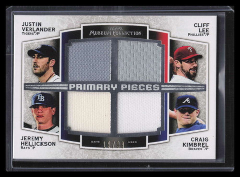 2012 Topps Museum Primary Pieces Cliff Lee Kimbrel Verlander Quad Jersey 19/99