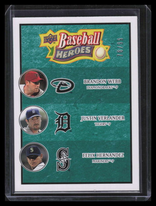 2008 Upper Deck Heroes Sea Green 194 Webb Felix Hernandez Verlander 78/99
