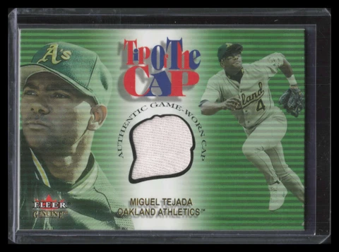 2001 Fleer Genuine Tip Of The Cap 13 Miguel Tejada Cap Hat 132/150