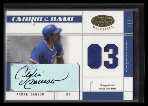 2003 Leaf Certified Fabric of the Game Autographs Andre Dawson Jersey Auto 2/5 ID: 148647