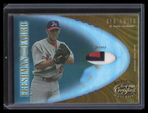 2001 Leaf Certified Materials Mirror Gold 125 Bud Smith FF Rookie Patch 6/25