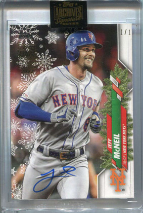 2022 Topps Archives Signature Series Jeff McNeil Auto 1/1 2020 Topps Holiday