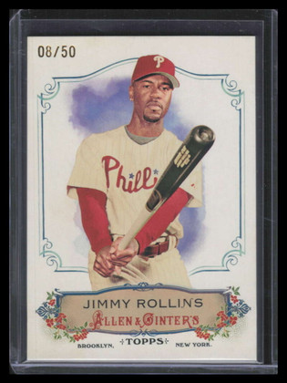 2011 Topps Allen and Ginter Rip Cards rc63 Jimmy Rollins 8/50 RIPPED