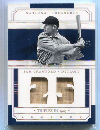 2017 Panini National Treasures Legends Relics Gold 18 Sam Crawford Dual Bat 2/5