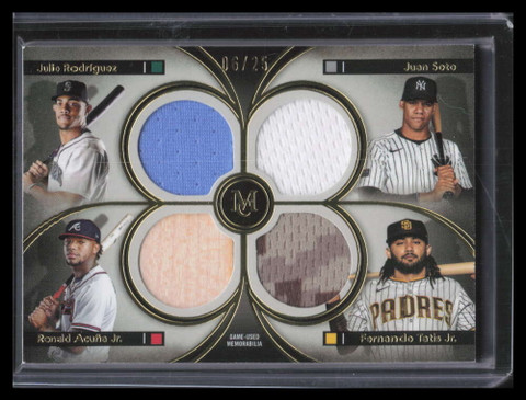 2024 Topps Museum Primary Pieces Rodriguez Tatis Soto Acuna Quad Bat Jersey 6/25