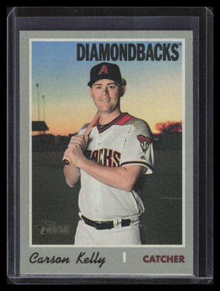 2019 Topps Heritage Reverse Stock 592 Carson Kelly Variation SP