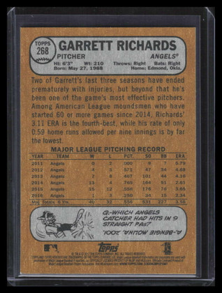 2017 Topps Heritage Gray Back 268 Garrett Richards /10
