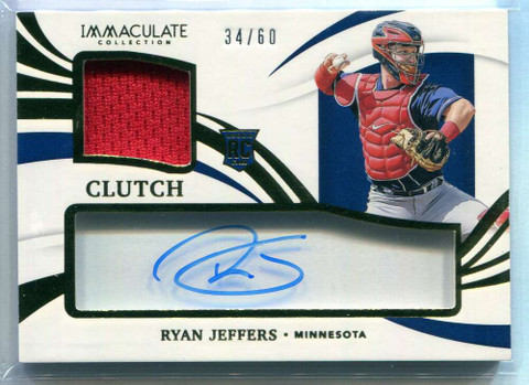 2021 Immaculate Clearly Clutch Autographs Ryan Jeffers Rookie Jersey Auto 34/60