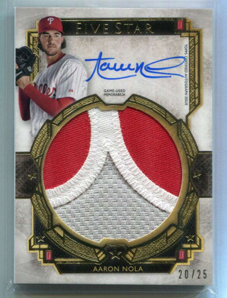 2018 Topps Five Star Jumbo Autographs Gold FSJPAN Aaron Nola Patch Auto 20/25