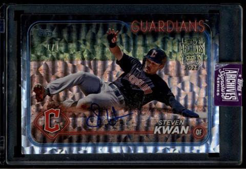 2025 Topps Archives Signature Series Steven Kwan Auto 1/1 2024 Crackle Foil Ice