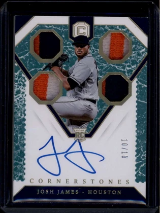 2019 Panini Cornerstones Autographs Marble Josh James RC Quad Patch Auto 10/10