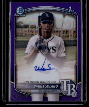 2025 Bowman Chrome Autographs Purple Refractor Warel Solano Rookie Auto 152/250