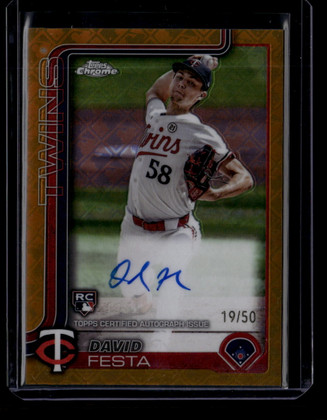 2025 Topps Chrome Logofractor Autographs Gold Refractor David Festa RC Auto /50
