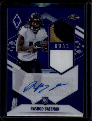 2021 Panini Phoenix Rookie Autographs Blue Rashod Bateman RC Dual Patch Auto /25