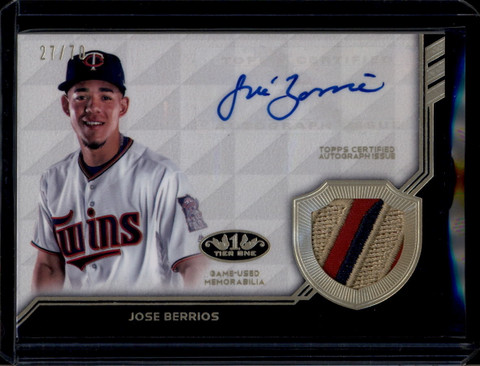 2018 Topps Tier One Autograph Relics ATRJB Jose Berrios Patch Auto 27/70