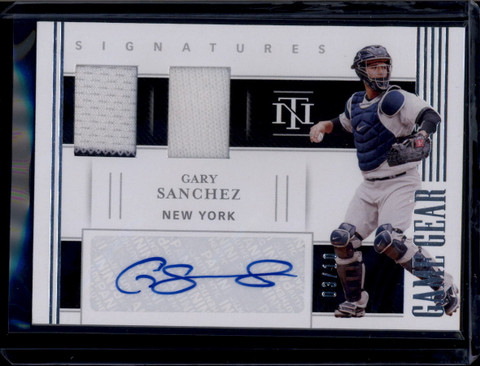 2021 National Treasures Game Gear Signatures Gary Sanchez Dual Jersey Auto 3/10