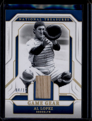 2025 Panini National Treasures Game Gear Swatches Holo Gold 28 Al Lopez Bat 4/10