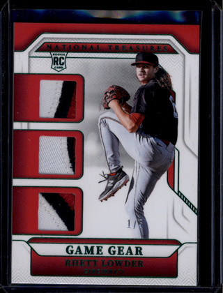 2025 Panini National Treasures Game Gear Emerald Rhett Lowder RC Triple Patch /5