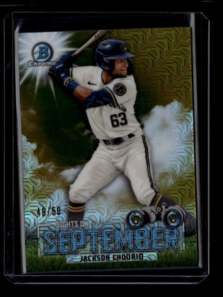 2023 Bowman Chrome Sights on September Gold Refractor Jackson Chourio RC 49/50