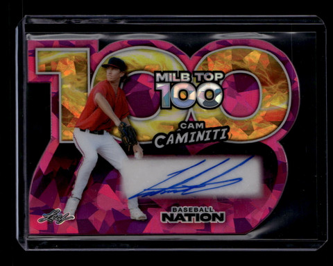 2025 Leaf Baseball Nation MiLB Top 100 Pink Crystal Cam Caminiti Rookie Auto 1/1