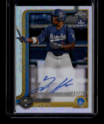 2025 Topps Pro Debut Chrome Autogrpahs Refractor pdc139 Zyhir Hope RC Auto /199