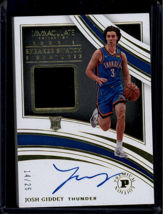 2021-22 Immaculate Rookie Sneaker Swatch Josh Giddey RC Shoe Patch Auto 14/25