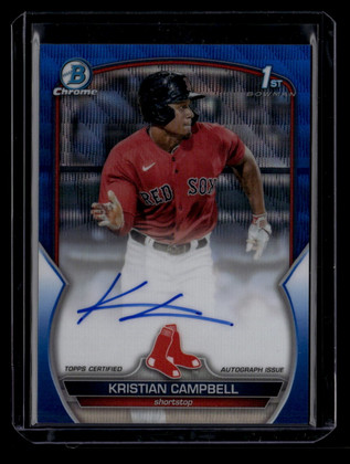 2023 Bowman Chrome Autographs Blue Wave Refractor Kristian Campbell RC Auto /150