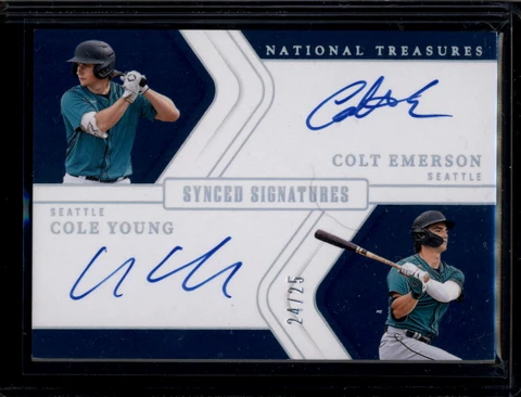 SOLD 183580 2025 National Treasures Synced Signatures Emerson Cole Young RC Dual Auto 24/25