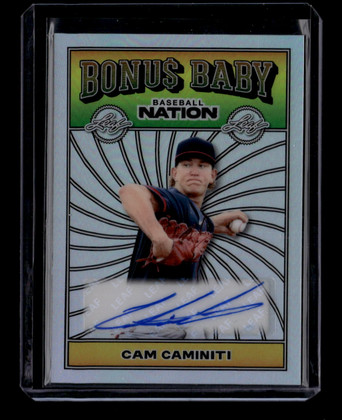 2025 Leaf Baseball Nation Bonus Baby Silver bacc2 Cam Caminiti Rookie Auto 9/15