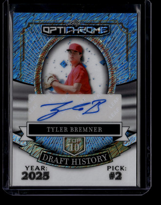 2025 Leaf Optichrome Draft History Blue Shimmer Tyler Bremner Rookie Auto 1/7