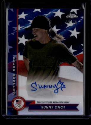 2024 Topps Chrome Olympic Autographs U. S. Flag Refractor Sunny Choi Auto 49/76