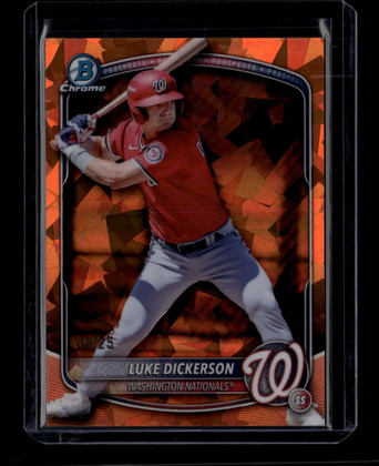 2025 Bowman Chrome Draft Sapphire Orange Refractor bdc61 Luke Dickerson RC 9/25