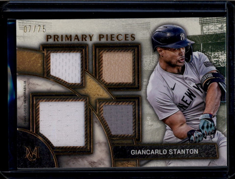 2025 Topps Museum Primary Pieces Relics Giancarlo Stanton Quad Bat Jersey 7/75