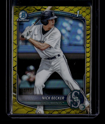 2025 Bowman Chrome Draft Yellow Reptillian Refractor bdc100 Nick Becker RC 40/75