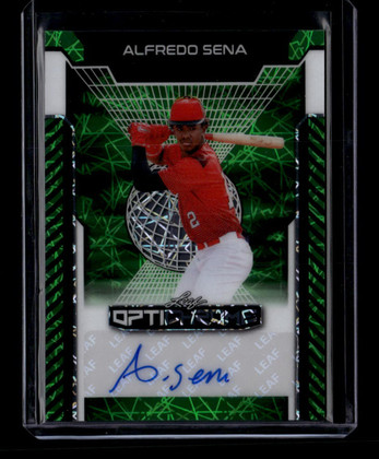 2025 Leaf Optichrome Green Lazer baas2 Alfredo Sena Rookie Auto 4/6