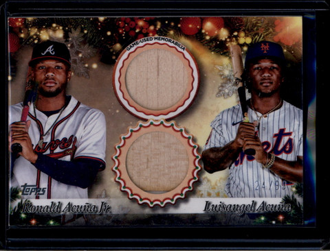 2025 Topps Holiday Dual Relics DPRAA Luisangel Ronald Acuna Dual Bat 24/99