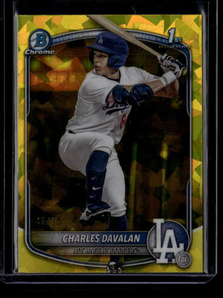 2025 Bowman Chrome Draft Sapphire Yellow Refractor bdc96 Charles Davalan RC /75