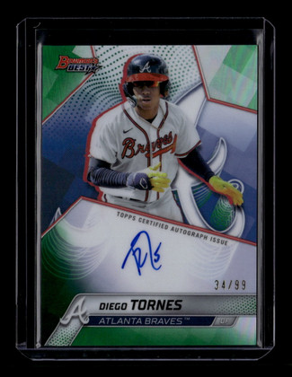 2025 Bowman's Best of '25 Autographs Green Refractor Diego Tornes RC Auto 34/99