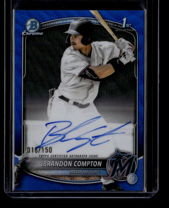 2025 Bowman Chrome Autographs Blue Wave Refractor Brandon Compton RC Auto 16/150